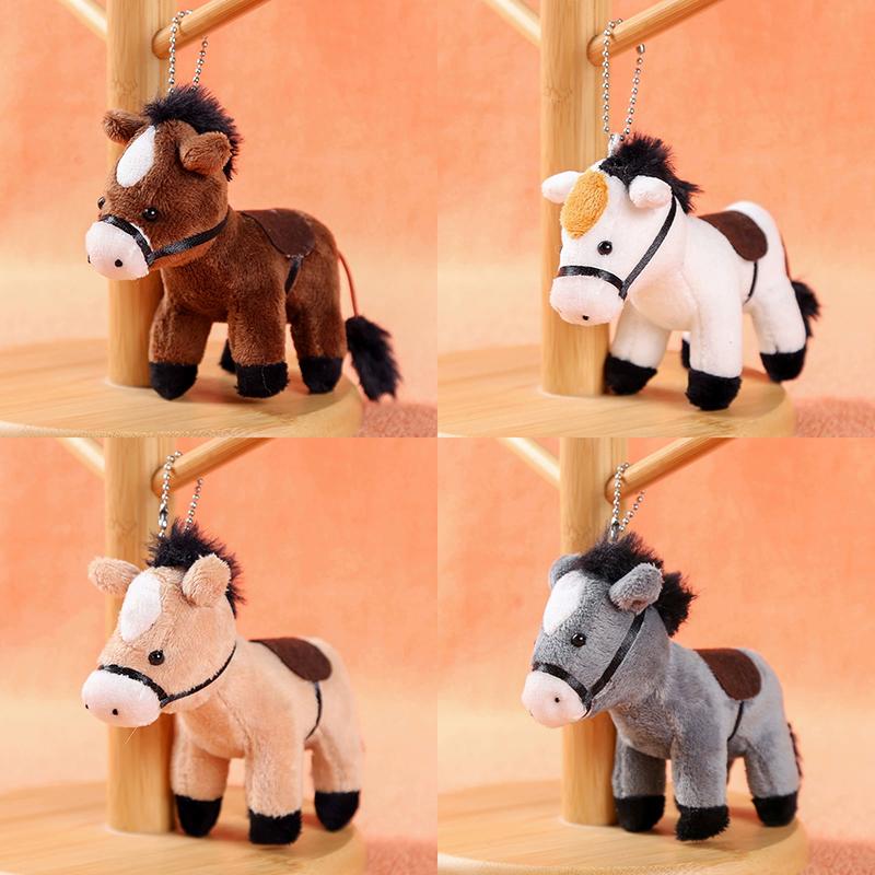 Long-Haired Pony Pendant Soft Brown Horse Plush Horse Doll Stuffed Animal Keychain Girls Bag Pendant Keyring Gifts