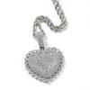 European and American Hip Hop Copper Set Zircon Love Pendant Full Diamond Heart Shaped Necklace Unisex Trendy Personalized Accessory