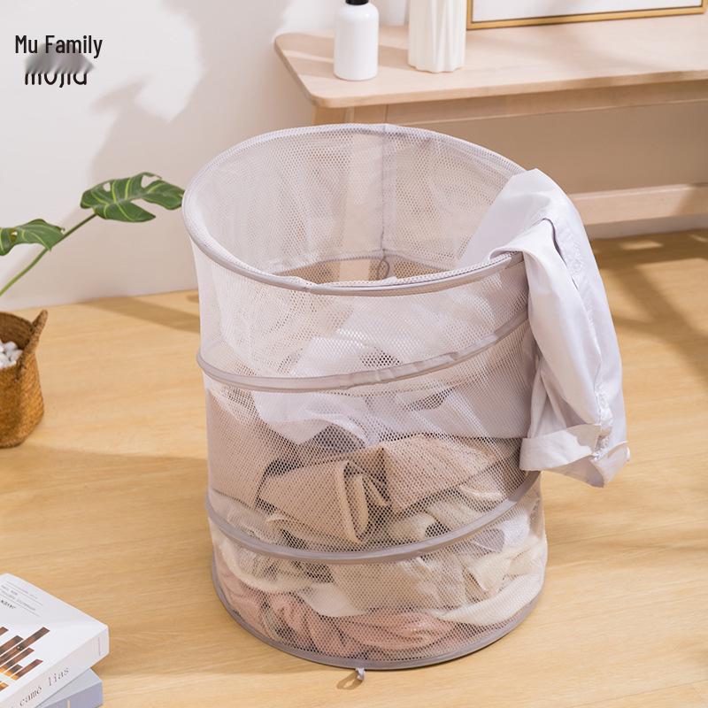 Large Foldable Cylindrical Laundry Basket with Drawstring for Dirty Clothes and Daily Necessities Storage