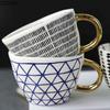 350 ml unregelmäßige Keramiktasse, goldener Griff, große Kapazität, Kaffeetasse für Paare, Frühstücks-Hafermilchtasse, nordische Teetasse für das Home Office
