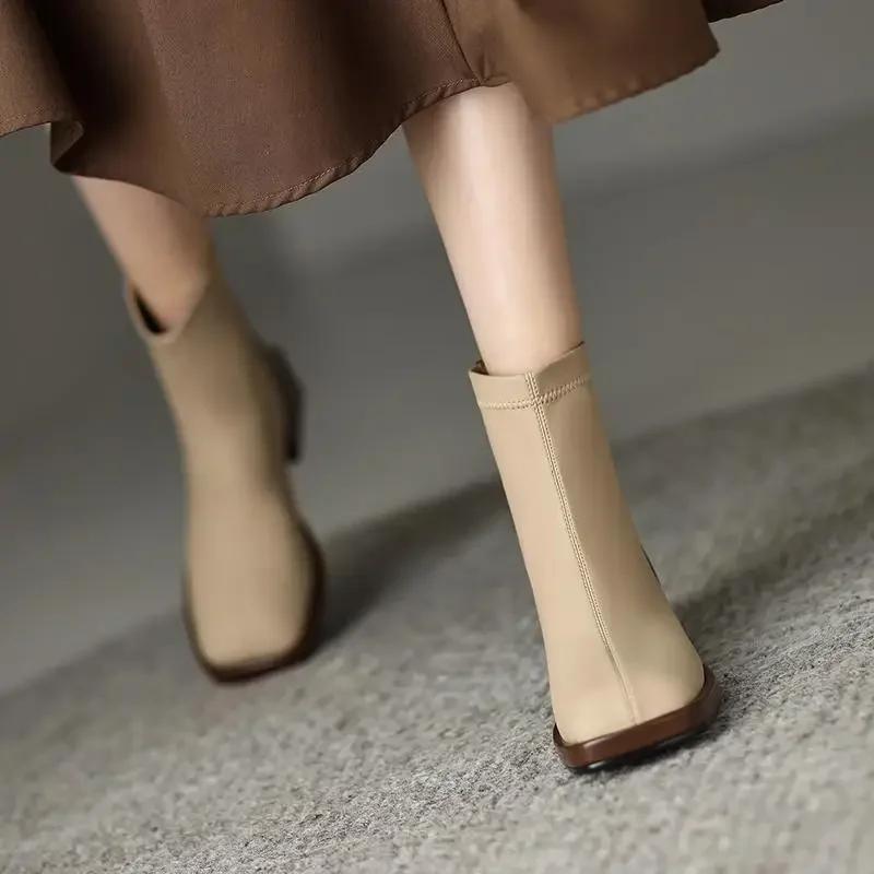 Female Short Shoes Elastic Autumn Winter 2025Women's Ankle Boots Y2k Trend Footwear Spring Booties On Offer