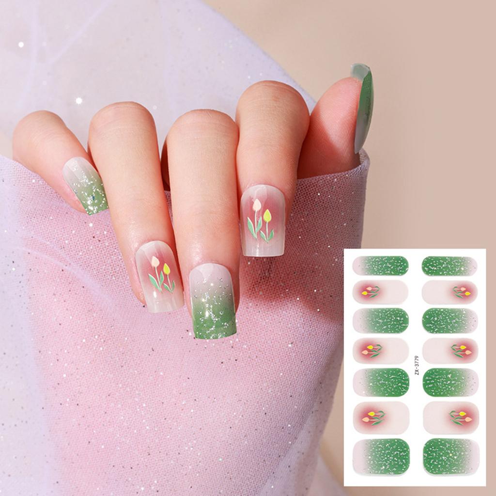 1 Ark Full Wraps Negleklistremerker Neglelakkstrips Klistremerker DIY Glitter Neglelim Nail Art Klistremerke for Kvinner Jenter