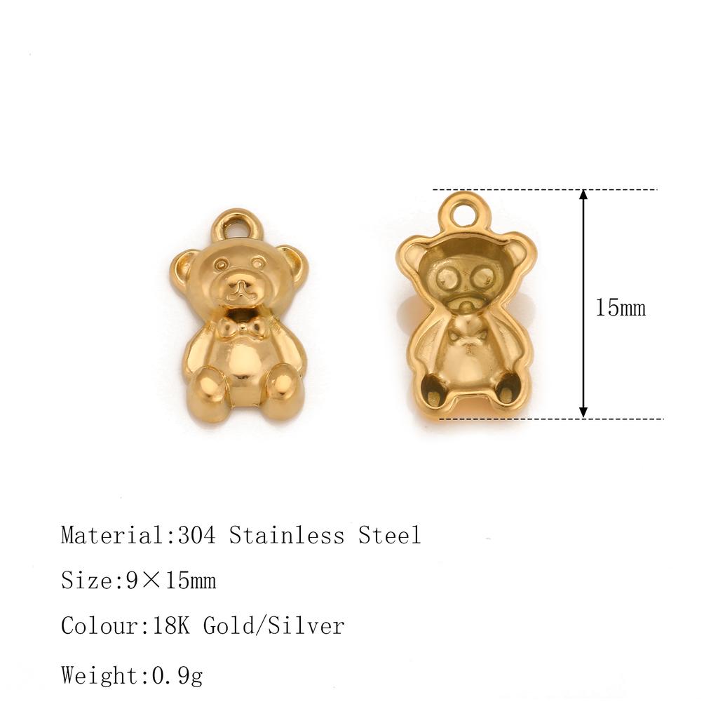 3Pcs Cute Small Bear/Luckly Clover/Heart/Sun Flower Charms PVD Plated Gold Pendants DIY Necklace Bracelet Earring Jewelry Making