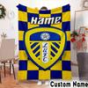 Custom Name Leeds Football Crest Throws Blanket Flannel Blankets for Couch Bed Gifts for Men Women Picnic blanket Christmas fan gifts
