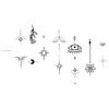 Sticker Tatuaggio Adesivo Lunga Striscia Totem Linea Dita Multi-Immagine Fiore Semplice Liscio Sole Luna Stella Schiena Vita Colonna Vertebrale