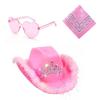 LED Cowboyhut Bandanas & Sonnenbrille Kostümset Damen Rosa Kappe Musikfestival Verkleidungshut Junggesellinnenparty Requisiten