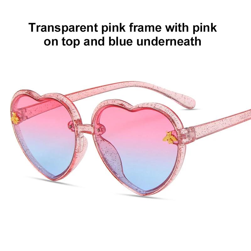 

High Performance Sunglasses Girl Children Glitter Heart Shape Cartoon Sunshade Eyeglasses Anti-UV Party Gift Fashion Eyewear