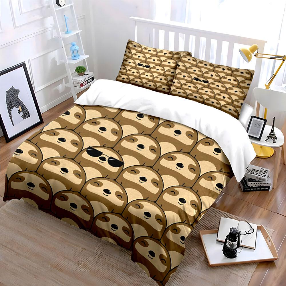 Cute Sloth Pattern Design Bedding Duvet Cover Set Duvet Cover Pillowcases  (1*Duvet Cover 2*Pillowcases, Without Duvet Insert)