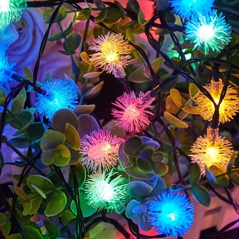5/6/9m Solar-Powered Dandelion Seed Ball String Lights, 8 Modes Garden Decorative Hanging Ornaments, Christmas Decoration Light