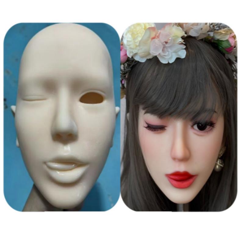 Hlava sexuální panenky pro dospělé Nahá Vynikající make-up Měkká hlava z TPE Vyřezávaná s ústy Orální sex Sexuální hračka pro dospělé muže