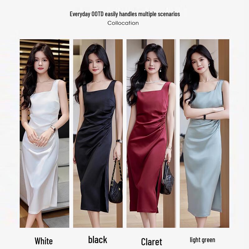 Teluoman Women's Petite Acetate Satin Blazer & Dress Set