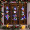 Pentagram Star LED Christmas Suction Cup Light Snowflake Star Curtain Fairy Lights Home Decor