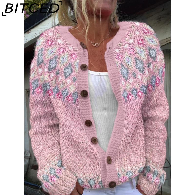 BITCED Women's Cardigan Sweater - Color-Blocked Oversized Knit Top