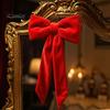 Christmas Garland Hanging Ornaments Velvet Bow Decoration, Soft Plush Xmas Tree Nordic Style Holiday Ornament for DIY Wall, Mirror, Wreath,