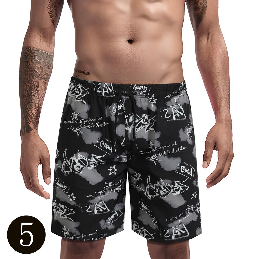 Men's casual shorts, men's shorts 2025 model, featuring tree branch and leaf patterns