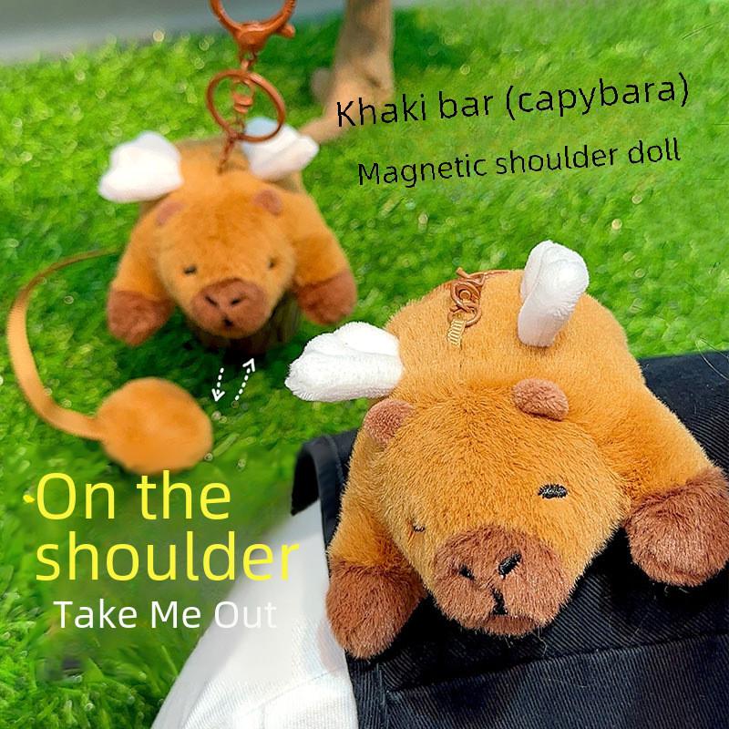 Back Hamburger Capybara Crow Cartoon Design Plush Keychain For Car Key Gift Fob