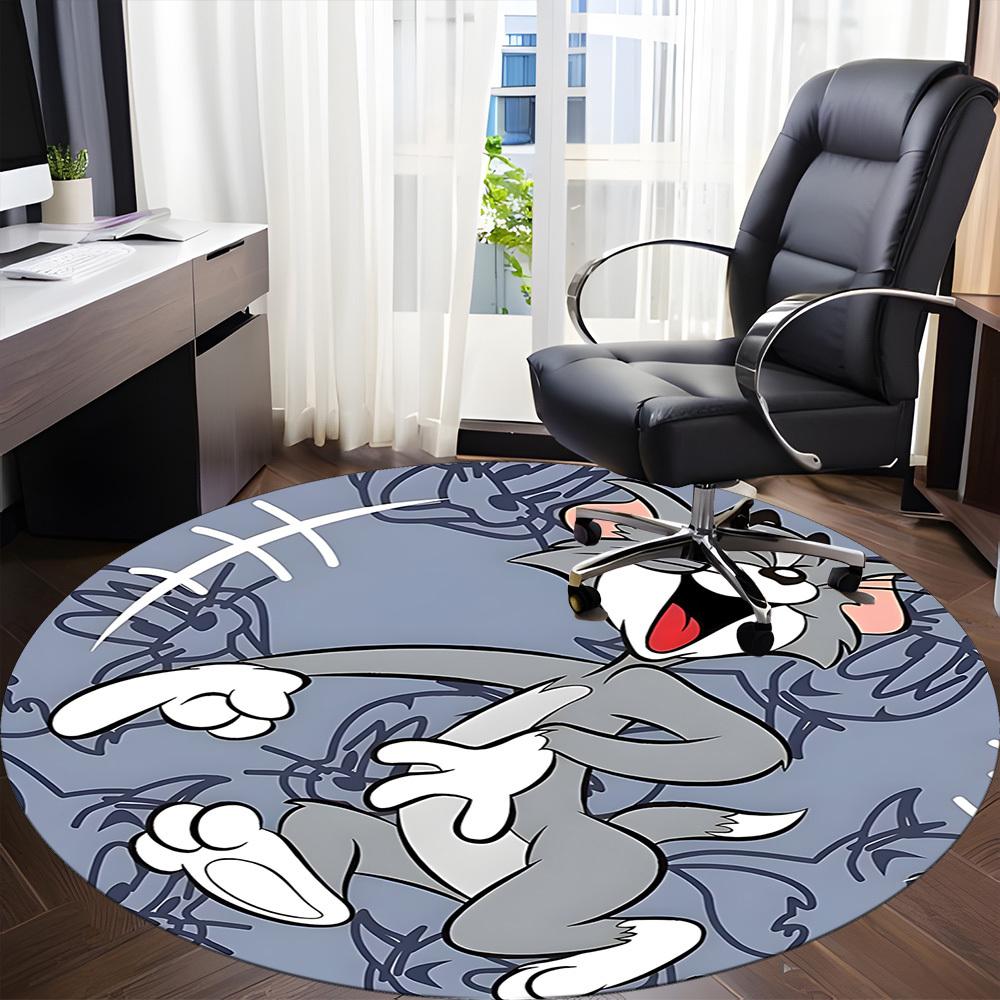 1 Stück Tom und Jerry Büro Runder Teppich, Unter Bürostühlen Schlafzimmer Wohnzimmer Heimdekoration, Raumdeko, In Verschiedenen Größen Erhältlich