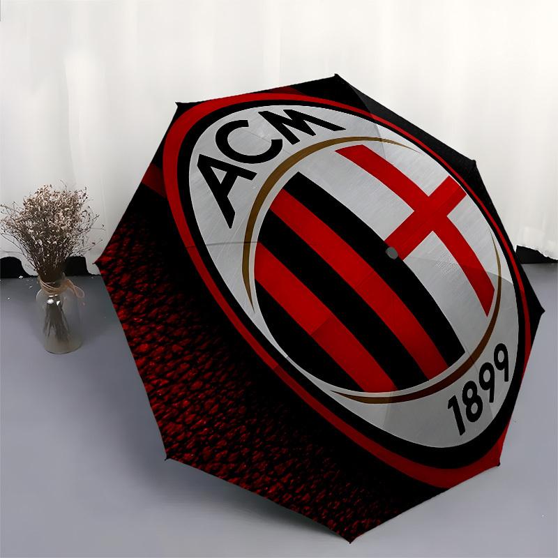 AC Milan, 1899 Automatic Opening and Closing, 8 Rib Structure Portable Umbrella, Suitable for Men and Women In All Seasons  Perfect Gift for