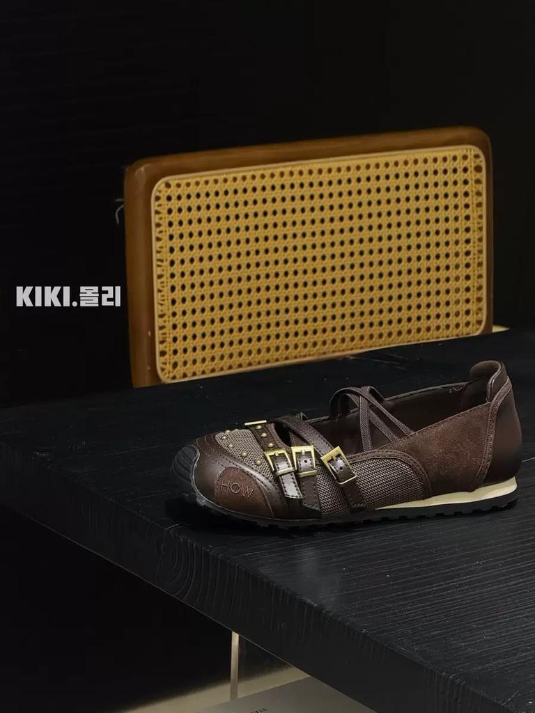 Baletflīzes sieviešu jaunas ādas retro vienas kurpes iekšējais augstuma palielinājums kniedes sekla mute Mary Jane kurpes