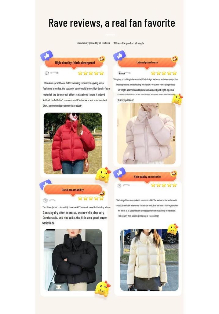 Women's Short Puff Down Jacket – New Style, 90% Duck Down, Winter Bread Jacket, Plus Size Available