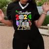 2025 New Year Short Sleeve Plus Size T-shirt with European & American Letter Print