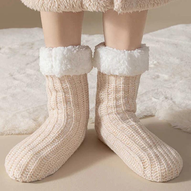 Winter Warm Indoor Floor Men's Socks Solid High Quality Comfortable Plush Sleep Women Sock Thickened Non-Slip Thermal Sokken
