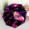 1pc Music Notes Heart Automatic Open/Close Umbrella - Compact Travel Umbrella with 8-Rib Durable Frame, Lightweight & Portable Design z55
