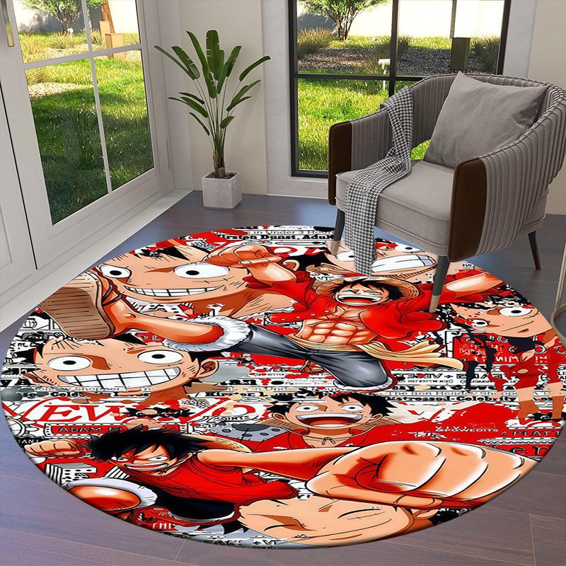 One Piece Monkey D Luffy Round Area Rug Carpet Rug For Living Room Bedroom Sofa Playroom Decor Nonslip Floor Mat