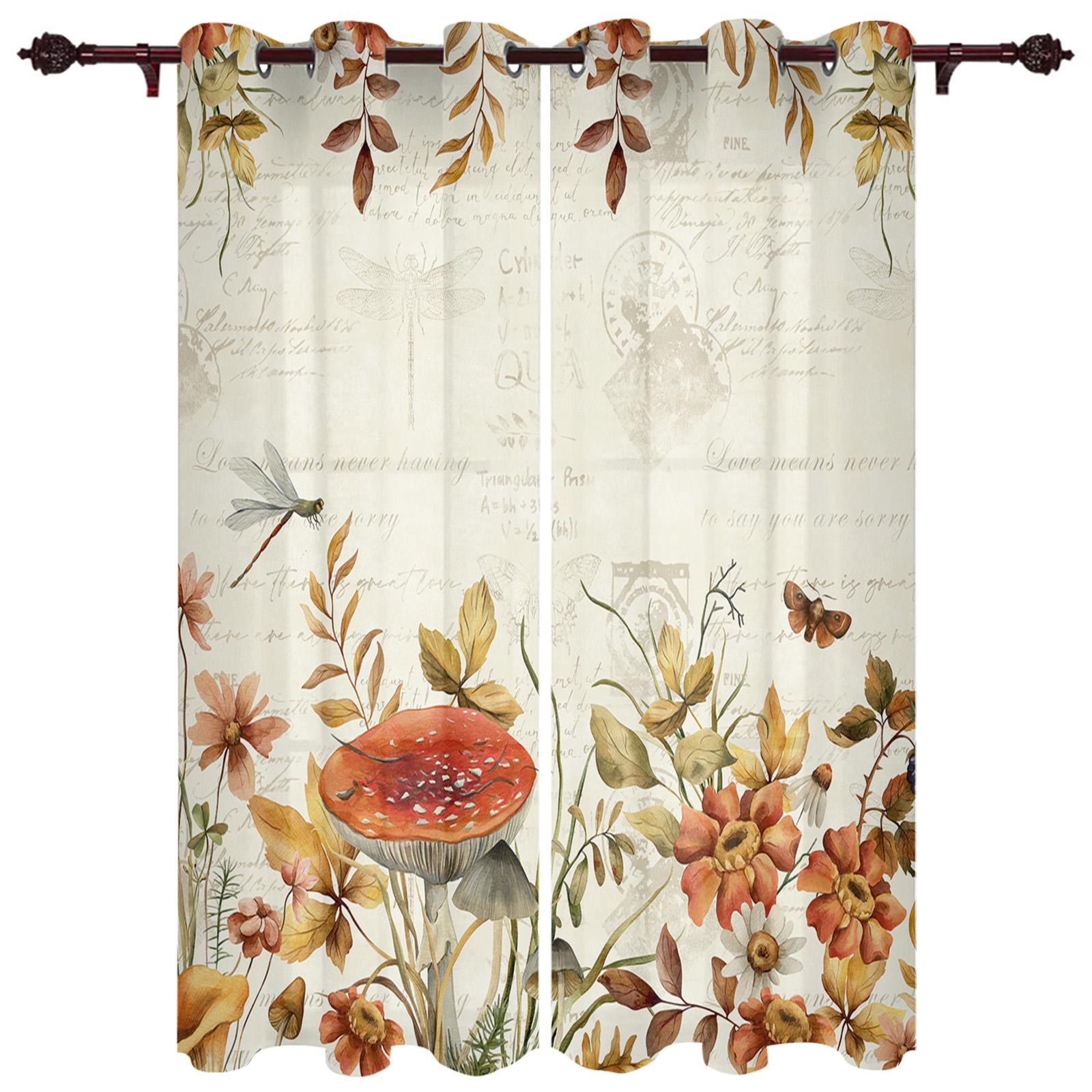 Грибное растение Винтажные современные оконные шторы для гостиной — фото 11