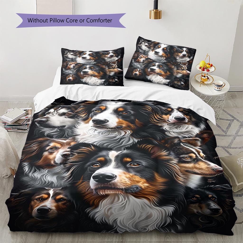Set Copripiumino Trapuntato con Fantasia Cane di San Bernardo Federa Decorazione per la Casa Regalo (1 * copripiumino + 2 * federa, senza nucleo)