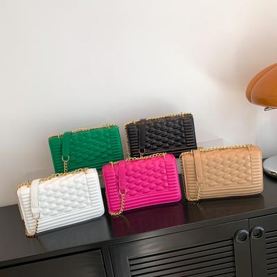 Bags Women'S Bag Fashion Small Square Bag Textured Chain Shoulder Bag Niche Versatile Messenger Bag