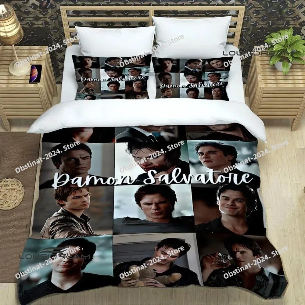 The Vampire Diaries Damon Salvatore Bettwäsche-Sets exquisites Bettwaren-Set Bettbezug Bettdecke-Set Bettwäsche Zimmerdekoration