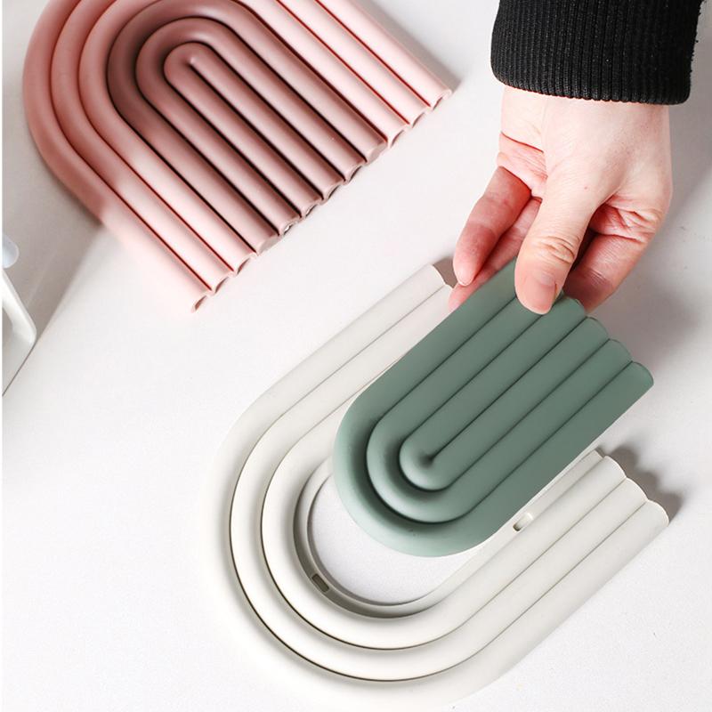 Rainbow Shape Table Mat Silicone Heat insulation Pad Tableware Soup Pots Placement Home Kitchen Stackable Cup Mat Coasters