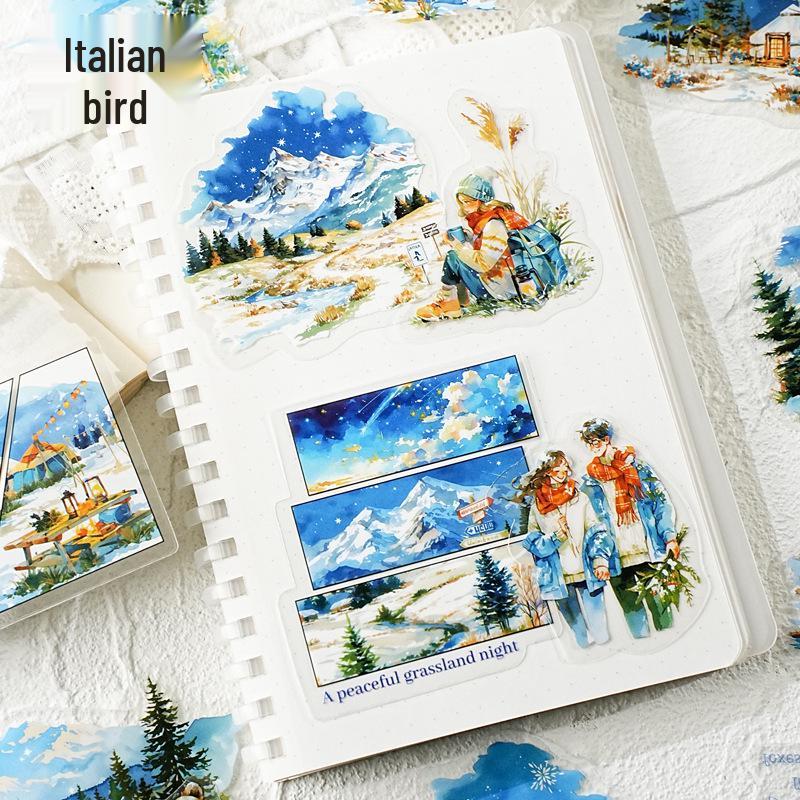 Yi Niao Pet Sticker Pack: Endless Prairie Series - 6 Styles, 15 Sheets, Seasonal Scenery Landscaping Stickers