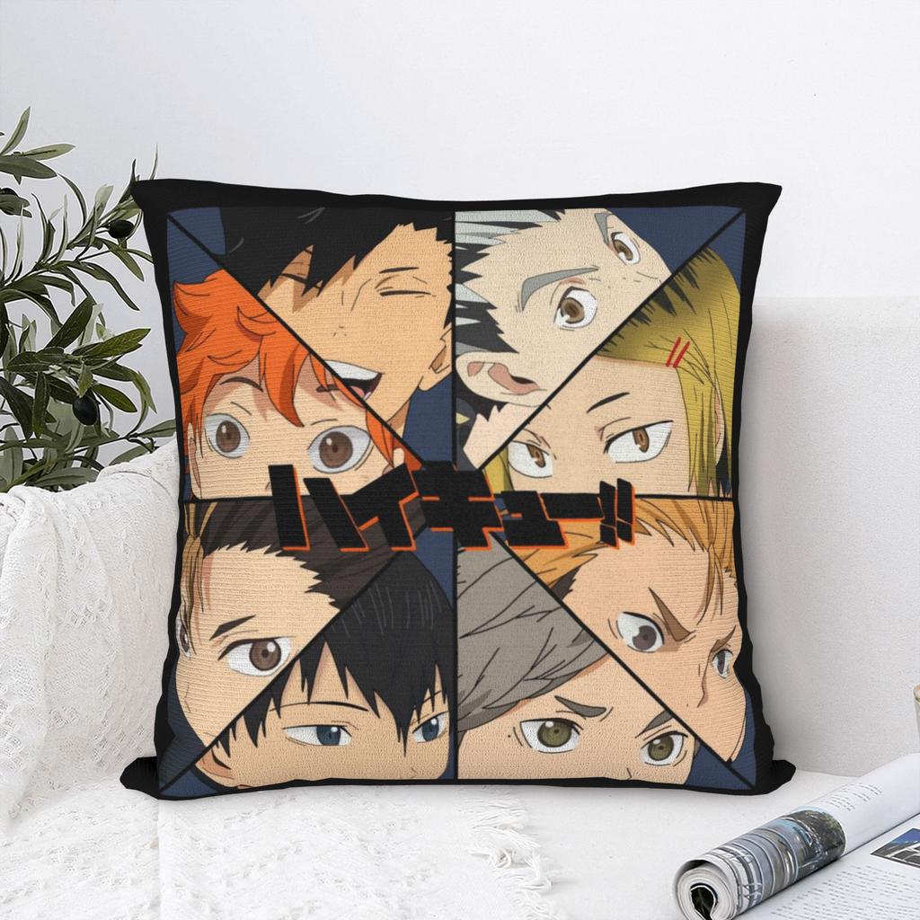 Haikyuu Square Pillow Case Polyester Cushions for Sofa Hinata Shoyo Vintage Cushion Covers