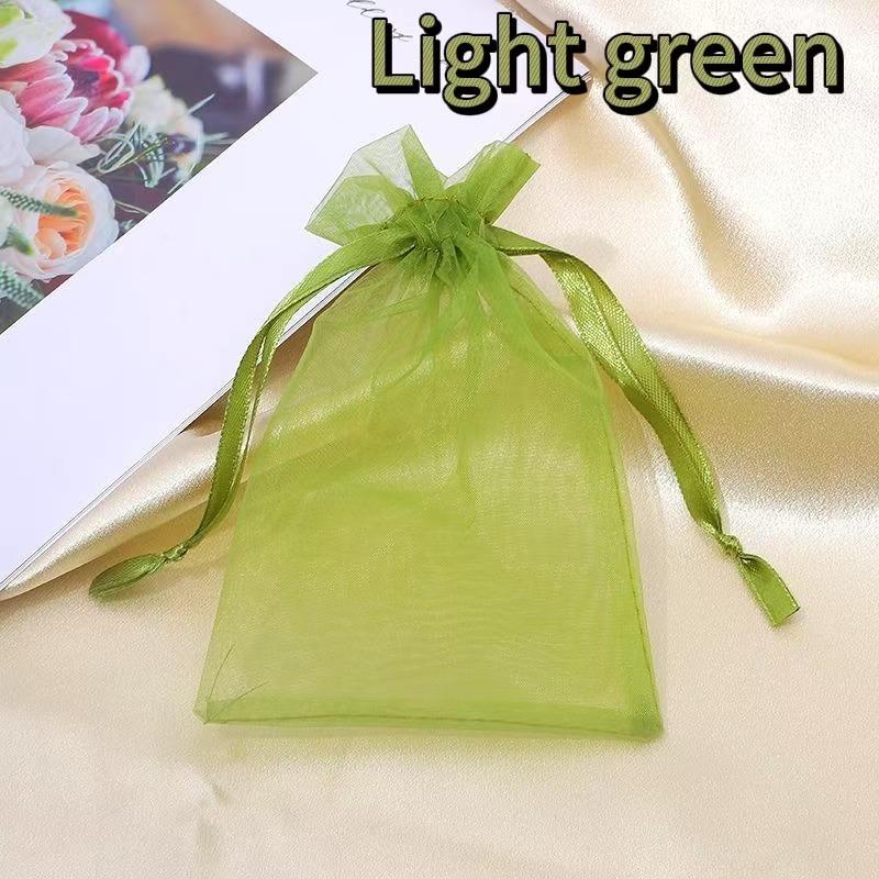 

50/100pcs Sheer Organza Bags for Favor With Drawstring,Jewelry Festival Mesh Gift Bags Pouches Christmas Candy Wedding Birthday 15x20cm-50pc світло-зелений колір
