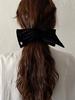 Oar Vintage Velvet Big Asymmetrical Ribbon Pin [Black]