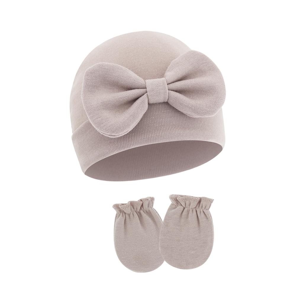 2025 Baby Bonnet Newborns Fetal Cap Fashionable Brimless Hat Trendy Headgear with Anti-grab Mittens Soft Gloves