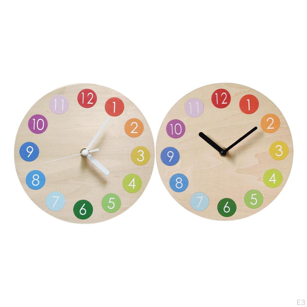 Clock Non Ticking Multi Colored Numbers Battery Operated Decorative Wall Silent for Home