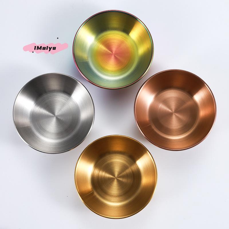 1Pc Stainless Steel Golden Colorful Sauce Dishes Set Seasoning Appetizer Serving Tray Splice Plates Kitchen Tableware