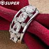 925 Sterling Silver Four Round AAA Zircon Ring Jewelry