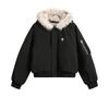 Unisex Short Winter Cotton Jacket with Thick Fur Collar Hood