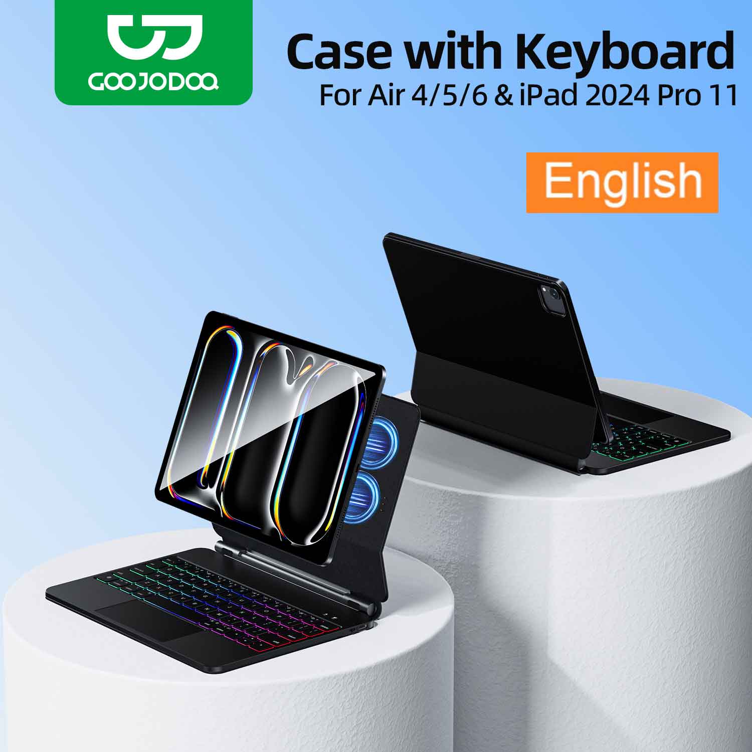 GOOJODOQ Magic Keyboard Case for iPad Pro 11 M4 iPad Air 4/5/6 Smart Pogo Pin Bluetooth 5.2 Multi-Touch Trackpad Keyboard Air 4 Air 5 10.9