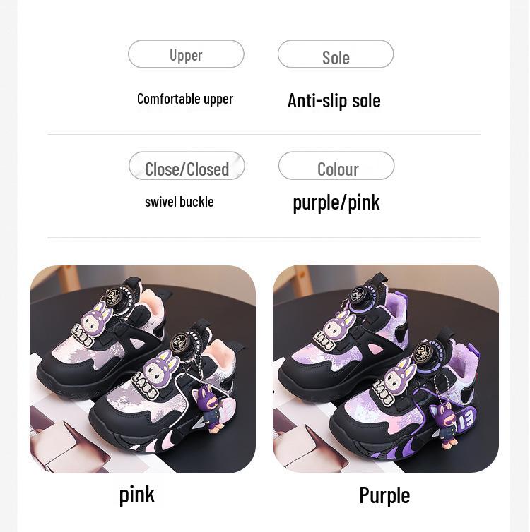 Girls' Waterproof Leather Sports Shoes - 2025 Spring & Autumn Collection - Running & Basketball Sneakers for Medium and Large Children.