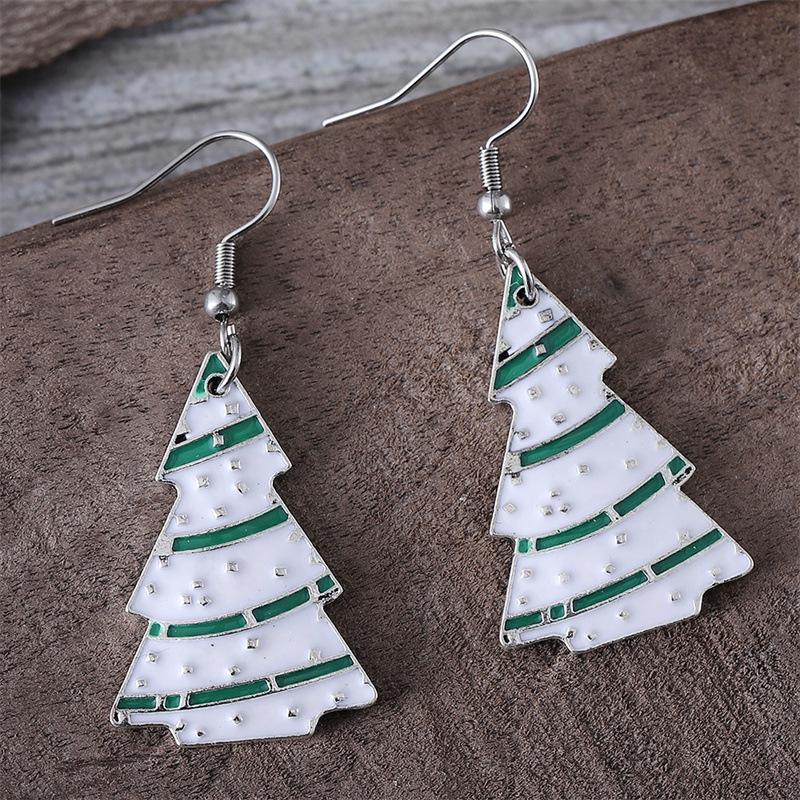 Retro Minimalist Christmas Tree Pendant Earrings – European & American Design