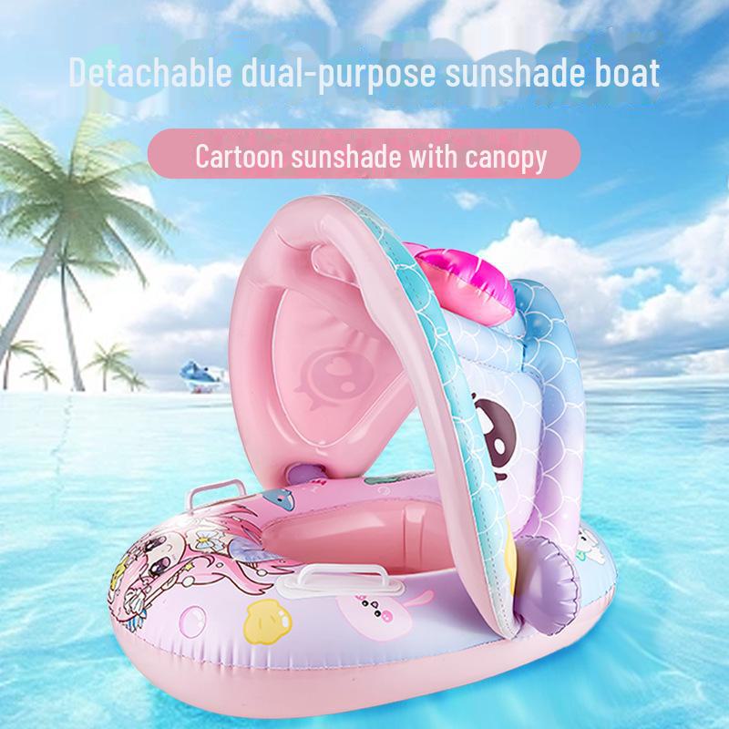 Yellow Sun Protection Baby Swimming Seat Ring - Anti-Rollover Design
