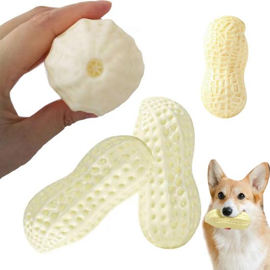Juguete Chirriante de Cacahuete para Perro Juguete Seguro para la Dentición de Cachorros Juguete Masticable para Perros Juguete de Limpieza Dental para Perros Grandes Pequeños Medianos