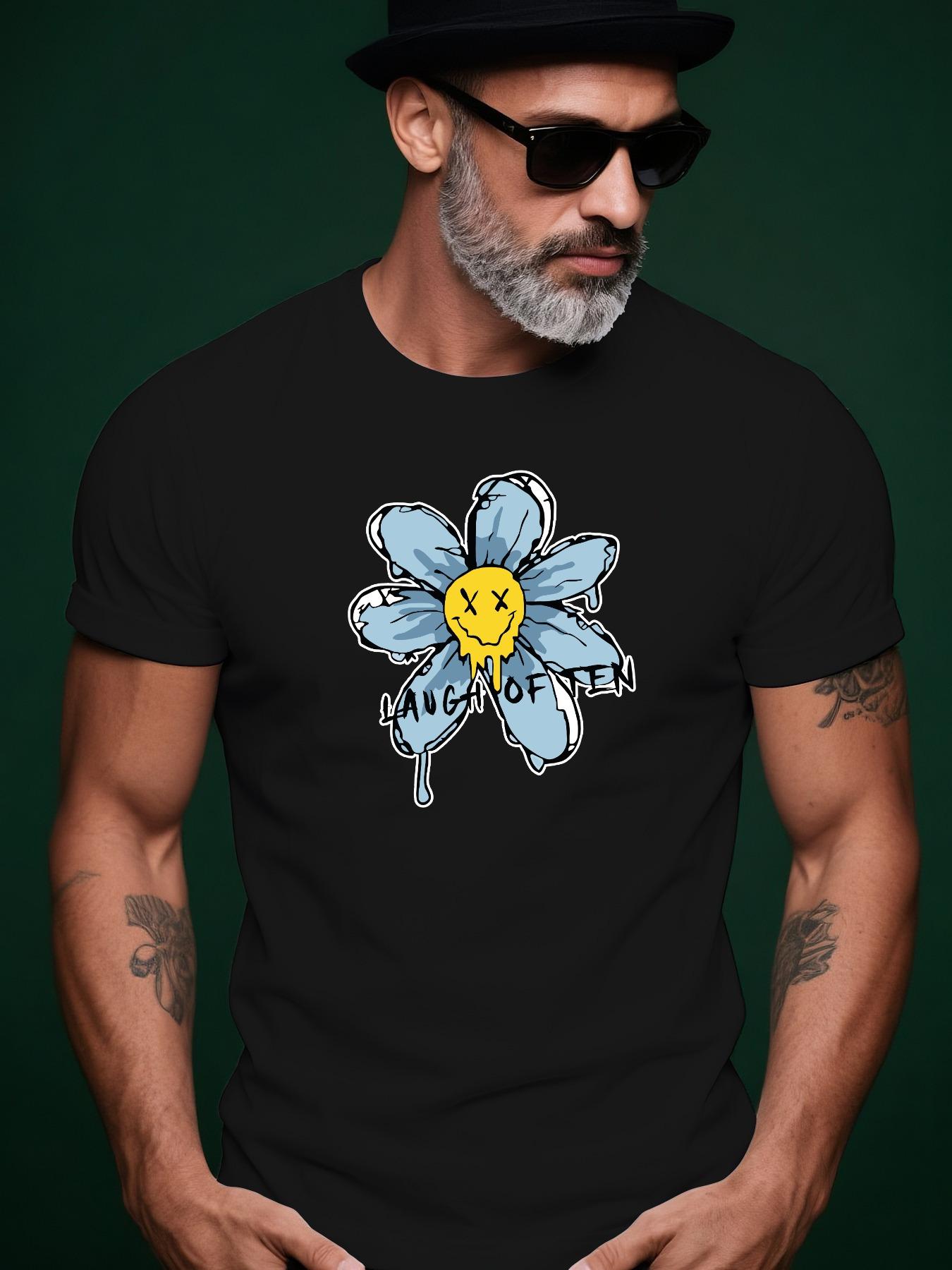 Melting Smile Flower Trendy Streetwear Summer Casual Roun... S