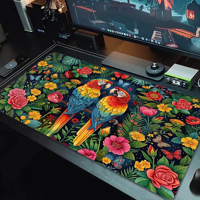 Tropical Parrot Color Mouse Pad Large Gaming Table Cushion Non-slip Laptop Tablet Big Mousepad XXL Mat Mini PC Playmat With Lock Edge