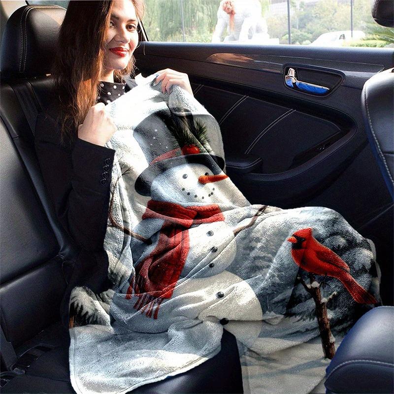 1pc Christmas Snowman Printing Lightweight Flannel Blanket, Comfortable and Warm Blanket, for Camping Sofa Bed and Couch Office, In All Seasons